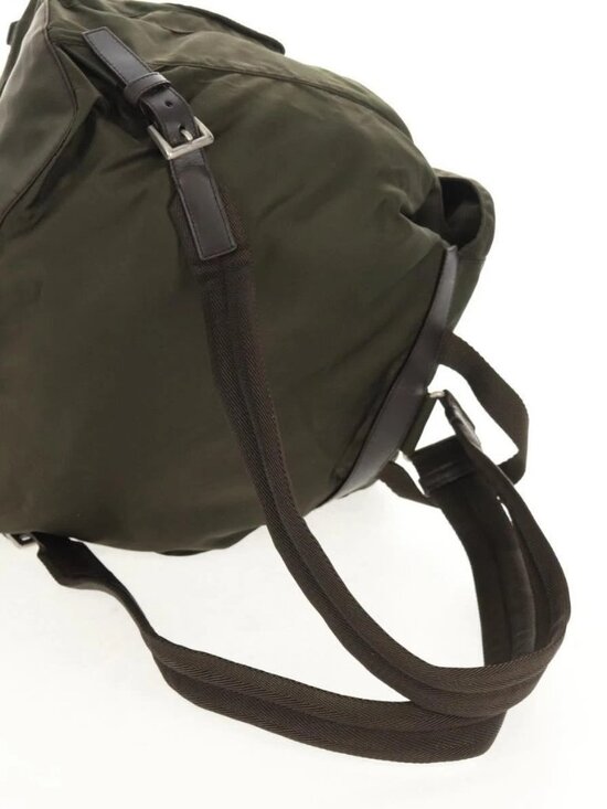 PRADA Backpack Nylon Khaki Silver Auth 157774 main image 12